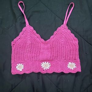 Pink Knitted Crop Top